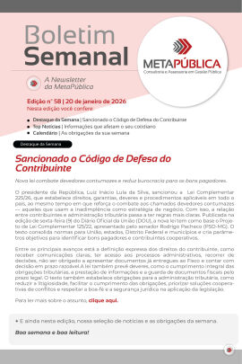 Imagem da notícia BOLETIM SEMANAL Nº 58 - 20 DE JANEIRO DE 2026